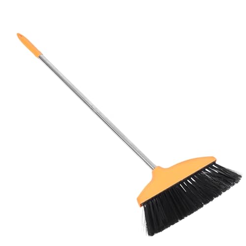 Yardwe Weicher Borsten Besen mit Langem Edelstahlstiel Robuster Winkelbesen für Innen Außenreinigung Effizienter Staub Haarbesen für Garage Terrasse Küche Gewerbe