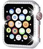 Henstar Compatible with Apple Watch Case 44mm,iWatch Face Bling Crystal Diamonds Plate Cover Protective Frame Compatible with Apple Watch Series 6/5/4/SE 44mm(Silver-Diamond)