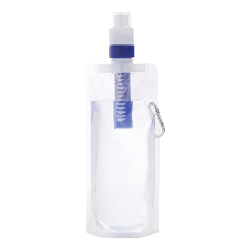 Foldable Squeeze Filtered Water Bottle, Foldable Water Bottles for Travel with Filter, Water Bag with Filter, Reusable Water Bag, Water Bag, Water Bottle with Filter Straw for