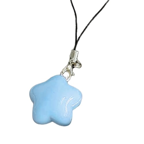 Mobile Pendant Chain with Dopamine Fat Star Charm, Plastic/Resin Keychain Strap Anti-lost Phone Lanyard Rope for Girls3