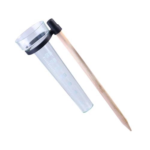 DECOMELODY 屋外用 プラスチック製計量カップ付き雨量計 木製杭付き 農業 気象 気候研究対応 雨量測定器