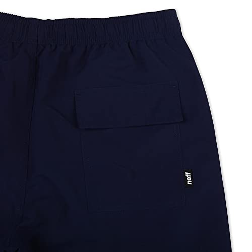 Neff Men's Standard 9" Quick Dry Swim Trunks With Lining, Navy Blue, Large #TOP3