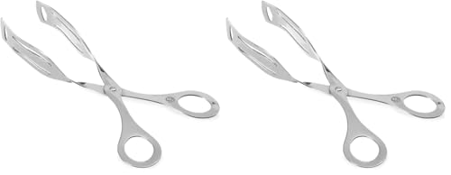 HENDI Pinza per Dolci in Acciaio Inossidabile Argento, Bent Metal Pastry Tongs, Lavabile in Lavastoviglie, Confezione da 2