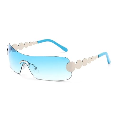 Lunettes de soleil rectangulaires sans monture luxe aux détails de rivets gravés