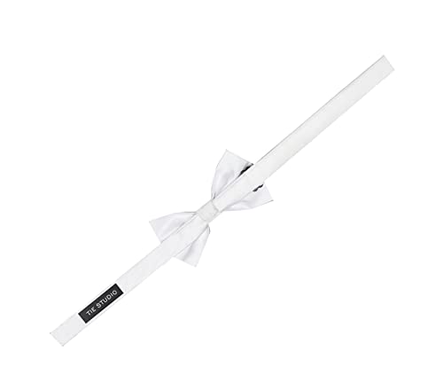 Image of Tie Studio Mens Formal Solid Bow tie | Satin | Microfiber | Standard Size | Premium fabric | Superior Clip Hold | Packaging - Box | Colour - Black Bow Tie (Set of 1)