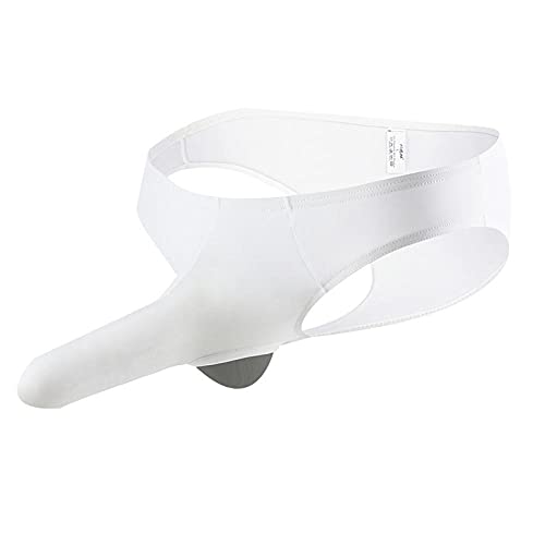 Fnho String Homme Dentelle Sexy,String Homme Coton Doux en Serie,Voyage en Soie glacée pour Hommes, comme la Vie Sexuelle du Nez-White_L Cover