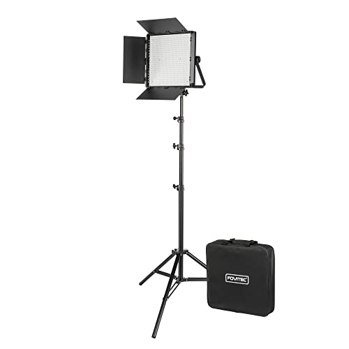 Fovitec Portable 600 LED Bi-Color Studio Panel with Barn Doors, 36W, 95+ CRI, 3200-5600K Color Temperature for Video and Photography - Includes DMX, V-Lock Mount, and Case