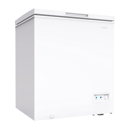 Avanti 7.0 Cu. Ft. Garage Ready Chest Freezer with Flip-Up Lid, Removable Storage Basket, External Temperature Control, Manual Defrost, and Power Indicator Light. 5.0 cu.ft., White