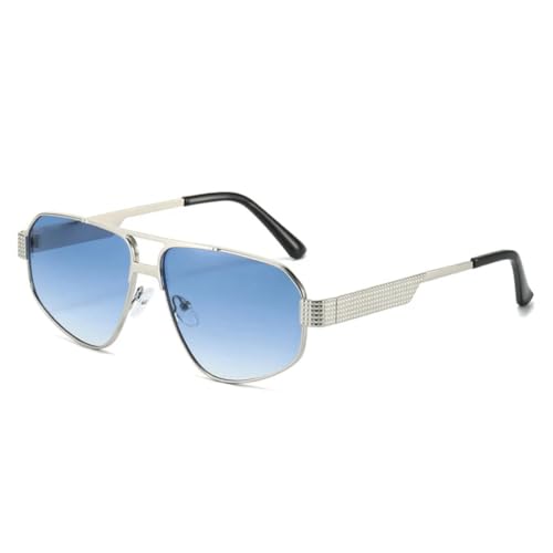 Lunettes de soleil polygone en métal à verres dégradés rétro chic
