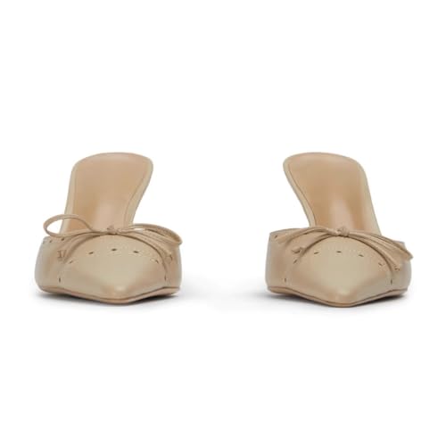 keleimusi Mid Heel Slip On Pumps Bow Tie Heeled Mules for Women Stiletto Heels Dress Party Wedding Pumps2