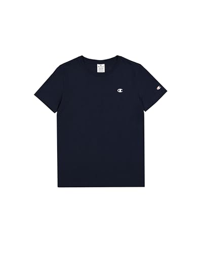 Champion Legacy Basics W-Jersey de algodón Ligero S-S Regular Crewneck Camiseta, Azul Marino, L para Mujer