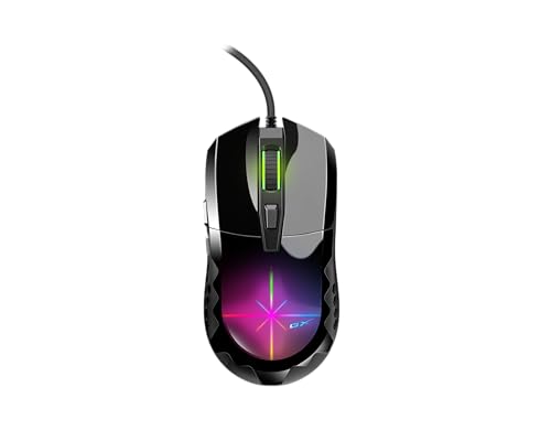 Genius Ratón para juegos Scorpion M715, USB negro, 7200 DPI, 6 botones programables y memoria integrada, luz RGB respirable, compatible con laptop, escritorio