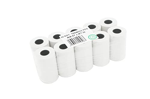 10 Rotoli Carta Termica 57mm - Per Stampanti POS, Scontrini E Registratori Di Cassa