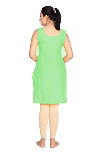 Image of Women's Cotton Long Camisole for Kurti /Suit Slip /Long Inner /Samij for Women Sameej /Knee Length Inner Wear /Sameez /Kurti Slip /Round Neck /Invisible