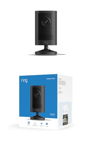 Image of Ring Outdoor Cam, Plug-In (newest model), Home or business security, Wide-Angle Retinal 2K Video, 6x Enhanced Zoom, Night Vision for true color in low light, Black