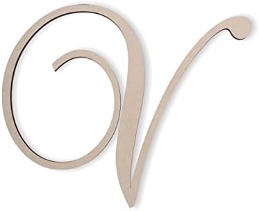 Jess and Jessica Wooden Letter V, Wooden Monogram Wall Hanging, Large Wooden Letters, Cursive Wood Letter