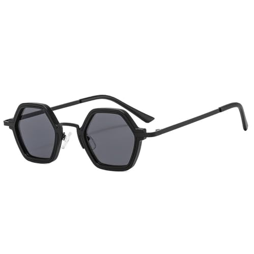 Lunettes de soleil carrées polygone noir gris pour terrasses et festivals