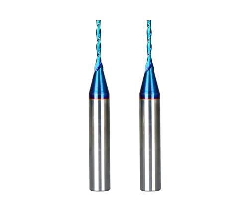 Ruhi 2PCS Plunge Up Cut Spiral Router Bit Nano Blue