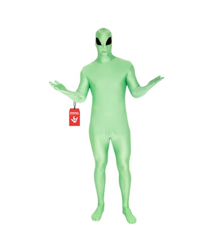 Morphsuits Traje alien verde, fato divertido para Halloween, festa ou Cosplay, disfarce de extraterrestre para adultos, M
