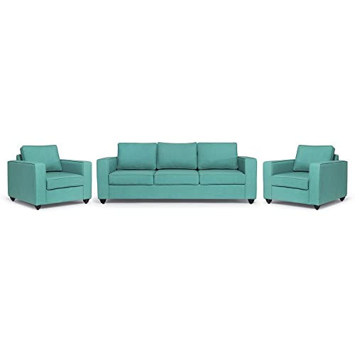 Image of Wakefit Sofa Set | 3 Year Warranty | Sofa 5 Seater, 5 Seater Sofa for Living Room, Wooden Sofa Set, Sofa Set 3+1+1 Seater - Napper(Linen Charm : Linen Charm Lagoon)
