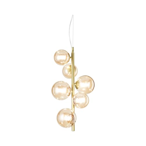 Ideal Lux PERLAGE plafonnier suspendu laiton 6 globes en verre et luxe