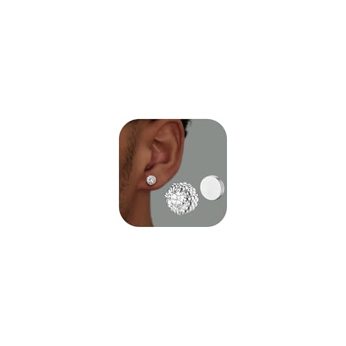 SLLAISS Magnetic Earrings for Men Women - 5A Shiny CZ Dragon Claw Punk Hypoallergenic Stainless Steel Non Piercing Clip on Fake Earrings Studs Silver 6.5MM Not Easy to Fall