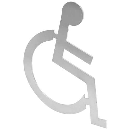 Cabilock Señal Metálica para Baño Discapacitados Silla de Ruedas Placa de Puerta Inoxidable Color Plata Señal de Inodoro Accesible para Baños Públicos Fácil Instalación