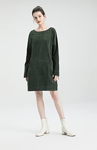 Minibee Women's Oversize Tunic Dress Corduroy Long Sleeve Tops with Pockets2