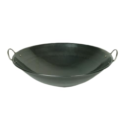 IRWC003 Wok, 24" Dia., Curved Rim, 2 Round Riveted Handles, Iron Construction