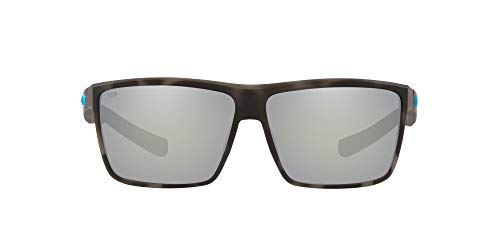 Costa Del Mar Men's Rinconcito Polarized Rectangular Sunglasses, Ocearch Matte Tiger Shark/Grey Silver Mirrored Polarized-580G, 60 mm