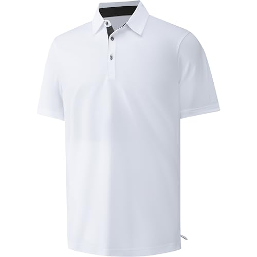 Mens Golf Shirt Short Sleeve Moisture Wicking Dry Fit Performance Solid Casual Pique Collared Golf Polo Shirts for Men