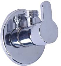 SPAZIO Stainless Steel Fusion Angle Cock/Angle Valve Bathroom Faucets Taps and Faucet Angular Stop Cock Wash Basin for Geyser Tap, Chrome Plated with Wall Flange (Pack of 1)