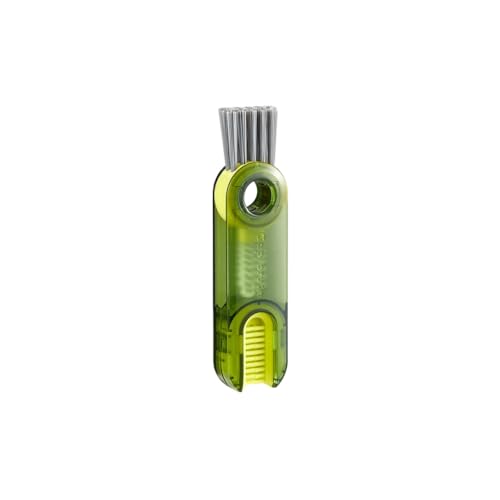 Image of Multi-Purpose U-Shaped Silicone Cup Brush, Transparent Green, Stainless Steel Bristles, Cup and Bottle Cleaner with Ice Mold Cleaning