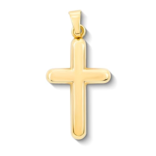 EDELIND Kreuzanhänger Gelbgold 585/14 Karat Echtgold Anhänger für Damen Taufkette Junge Goldkreuz für Damen, Herren, Kinder Kreuzanhänger mit Schmuck Geschenkbox