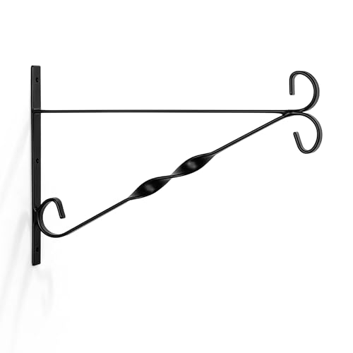 WINSOME Hanging Basket Bracket Outdoor Metal Plant Holder Wall Hanging Brackets Twisted Garden Hooks for Lantern/Light/Bird Feeder/Flower Pots (10-Inch Pack of 1)