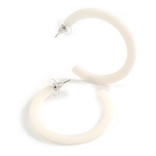 45mm White Glossy Acrylic Hoop Earrings/Latest Hoop Earring Trends