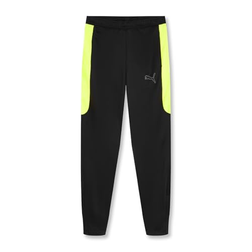 PUMA Pantalones de entrenamiento Finesse Performance para hombre, negro/amarillo, XL
