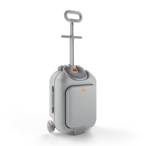 Kinderkraft Cabby 2-in-1 Kinderkoffer mit Sitz, faltbar, LED-Räder, Grau