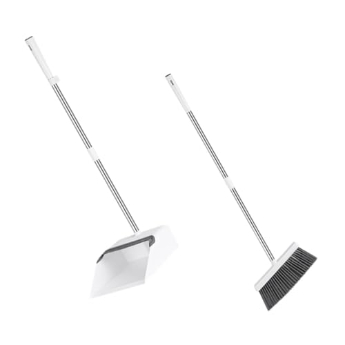 TOBBOMEY Escoba y Recogedor para Hogar con Mango Kit de Limpieza de Suelos Ligero y Resistente para Barrer Polvo y Pelos Baños y Cocina Fácil de Almacenar y Usar Diariamente