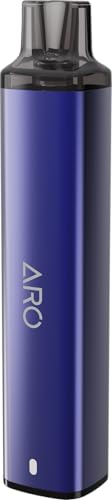 Justfog ARO nuevo cigarrillo electrónico ultracompacto, batería recargable 450 mAh USB C, POD 2 ml con resistencia mesh 0,8 Ω/1,0 Ω, calada automática y luz LED multicolor, sin nicotina. (AZUL)