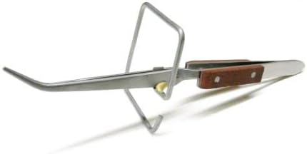 Fiber Grip Tweezers Bent Tip Cross Lock with Stand Up Cross Locking Soldering By JTS