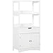 kleankin Armario de Baño con 3 Estantes Cajón y 2 Puertas Mueble de Almacenamiento de Suelo Moderno para Cocina Dormitorio Salón 60x33x122,5 cm Blanco