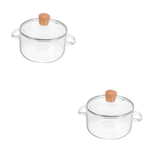 PRETYZOOM 2 Pièces Bol de nouilles instantanées casserole sur la cuisinière marmite à spaghettis casserole à pâtes transparente batterie de cuisine verre pour cuisiner