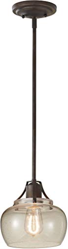 Feiss P1234RI Urban Renewal Glass Industrial Vintage Pendant Lighting, Iron, 1-Light (8W x 8H) 100watts