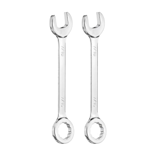 sourcing map 2pcs Mini Combination Wrench 7/16 12-Point Box End & 15 Degree Angled Offset Open End CR-V Steel Double Ended Spanner Tool for Household Automotive Machinery DIY Repair