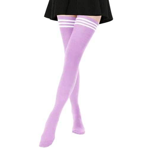 Image of DRESHOW Extra Long High Thigh Socks Striped Over Knee Thin Tights Long Stocking