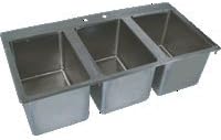 BK Resources S/S 3 Compartment Drop In Sink 10"x14"x10" NSF BK-DIS-1014-3