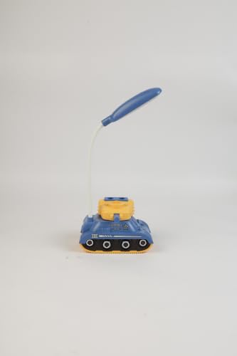 Image of Lexton 11.5 Inch Rechargeable Tank LED Table Lamp with Pen & Phone Holder | 360 Rotatable Desk Lamp, USB Charging, 2 Light Modes, ON /Off Button for Kids, Study Table, Bedroom & Office