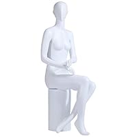 TonHan Woman Sitting CH-36 Beautiful Abstract White Matt Painted Mannequin Abstract Head New Woman Female (Woman Sitting CH-36)