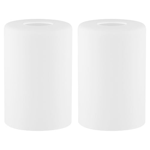 Golhom 2 Pack Frosted Opal White Glass Lamp Shade Lip-less Cylinder Glass Light Fixture Cover Replacement Globe for Chandelier Pendant Vanity Light